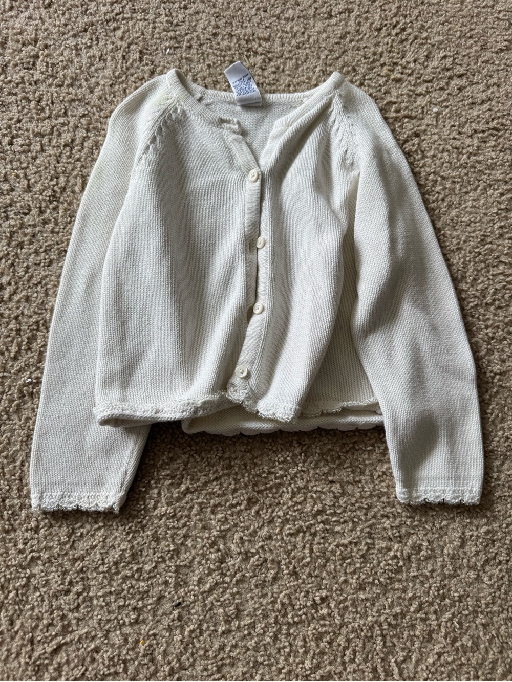 Gymboree Cream Ribbed Cotton Button-Up sweater